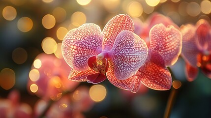 Close up Of Pink And White Flowers With Golden Background