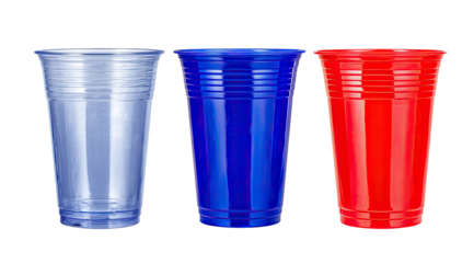 Three plastic cups in patriotic colors