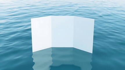 3d rendering of a blank white paper sheet floating in the sea.