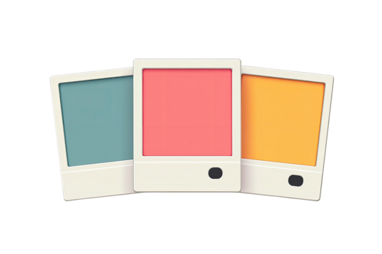 Three photo frames, pastel colors, arranged in a row - Powered by Adobe