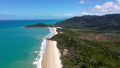 Scenic coastal view of a pristine beach