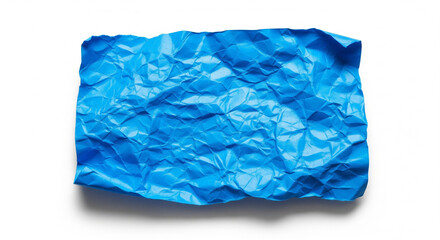 Fototapeta premium Textured crumpled blue paper with shadows on an isolated transparent background.