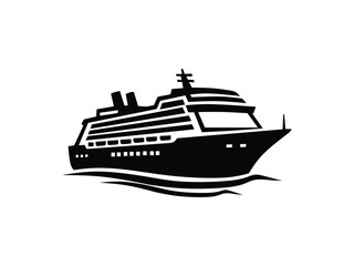 Obraz premium Silhouette cruise ship vector illustration isolated with white background 