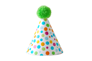 Colorful party hat with polka dots