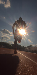 Determined Athlete Training on Vibrant Outdoor Track