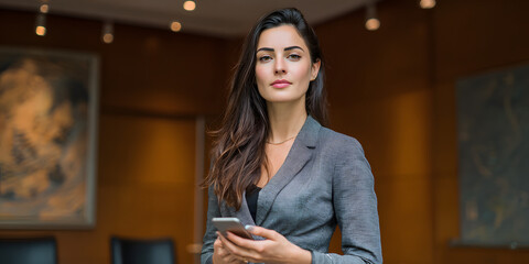 Confident Businesswoman Leading a Dynamic Presentation in a Modern Conference Room