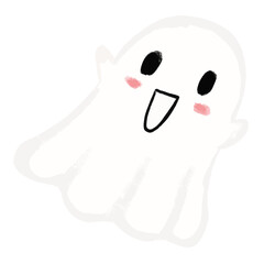 Cute chibi kawaii funny happy smiling halloween spooky ghost emoticon emoji smiley children illustration icon clipart sticker