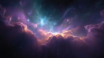 Fototapeta premium Vibrant Cosmic Clouds Showcase the Wonders of the Universe at Night