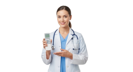 Expert Medical Professional Showcasing Advanced Diagnostic Device for Precise Health Monitoring and Patient Care