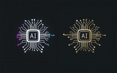 Fototapeta premium Modern Representation of Artificial Intelligence Circuit Design in Two Colors