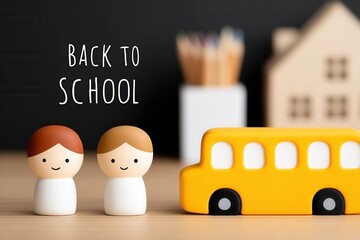 Back to School Theme With Cute Figures and a Bright Yellow Bus
