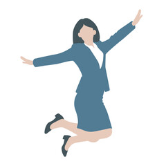 元気にジャンプするビジネスウーマンのイラスト素材