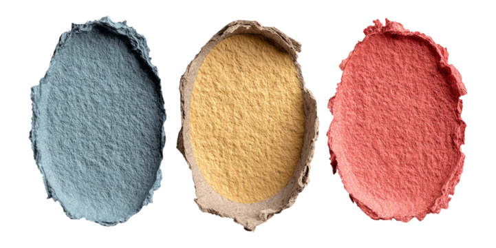 Isolated colored paper cutouts on a transparent background for creative designs