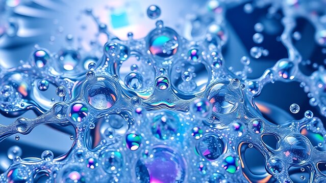 Ultra-high-definition macro shot of iridescent quantum foam forming impossible geometric structures in liquid mercury