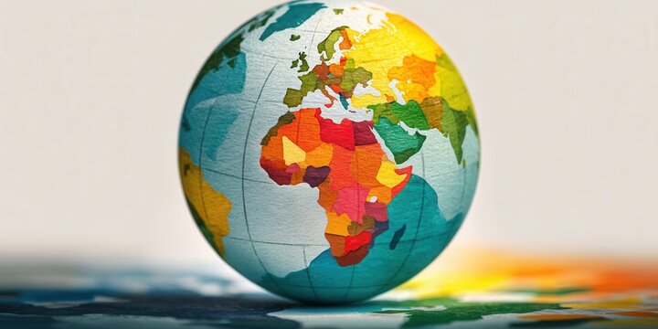 Colorful Globe Showcasing Africa and Its Diverse Landscapes and Cultures