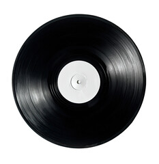 Obraz premium Close-up of a black vinyl record with a white label (19)