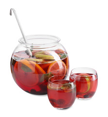 Fruity punch isolated on white. Refreshing drink
