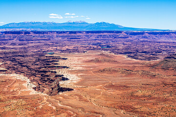 Spectacular landscape seen from Grand View Point Trail at Canyonlands National Park. 