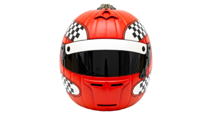 Racecar Helmet Pumpkin Design for Halloween Celebrations and Motorsports Enthusiasts