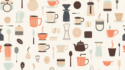Seamless Vector Pattern with Coffee and Tea Cups for Background, Presentation, and Copy Space Designs