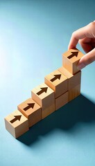 Wooden Steps with Arrows for Progress and Growth Concept