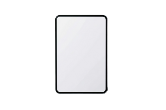 Blank rectangular tablet, black frame, white screen