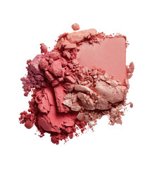Crushed blush powder, various shades of pink, displayed in a textured, fragmented formation