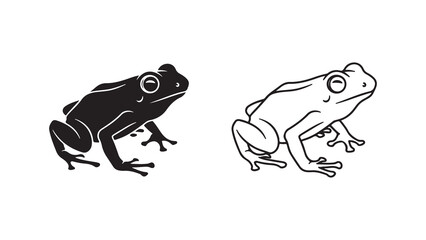 Frog outline and silhouette with transparent background