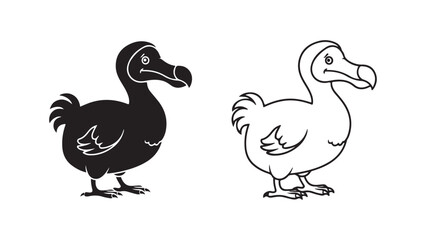 Dodo bird outline and silhouette for design © Galih
