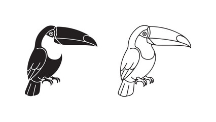 Obraz premium Toucans outline and silhouette bird pair