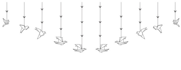 Origami - decoration - flying dove figure from paper, vector image