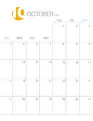 October 2026 Calendar Universal US Letter Size 