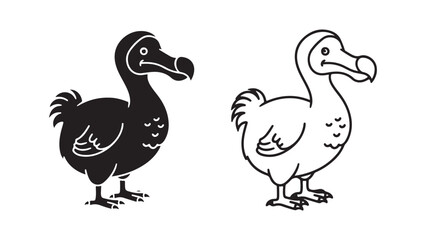 Dodo bird outline and silhouette for design