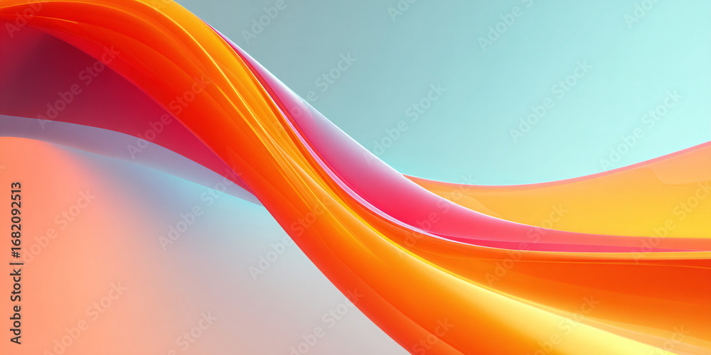 Canvas Prints abstract wavy background with orange gradient. 3d illustration. banner. smooth surface. orange wave 