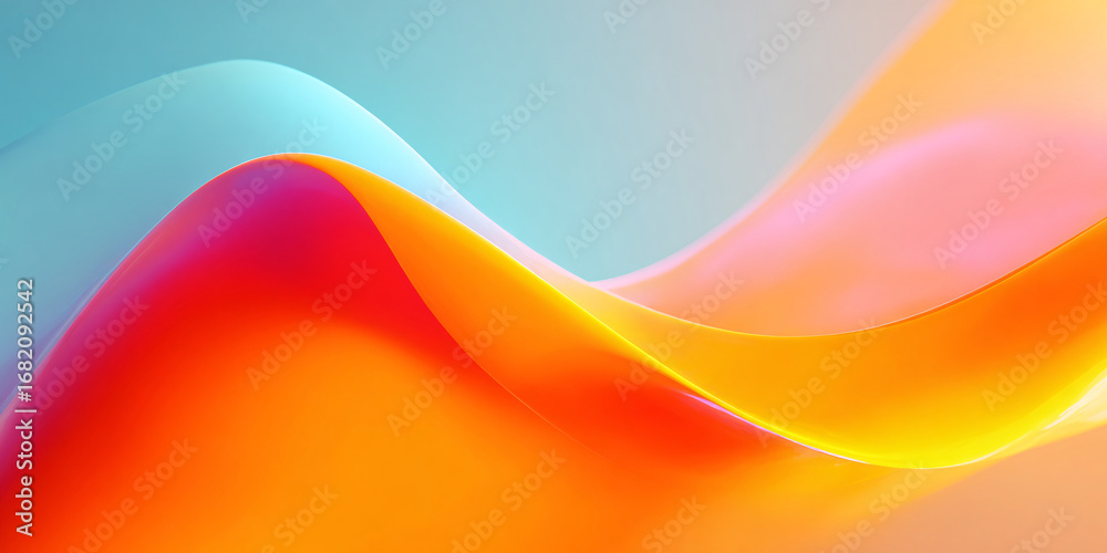 Canvas Prints abstract wavy background with orange gradient. 3d illustration. banner. smooth surface. orange wave 