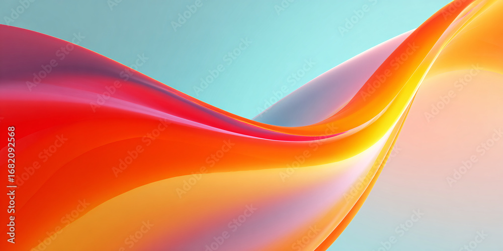 Canvas Prints abstract wavy background with orange gradient. 3d illustration. banner. smooth surface. orange wave 