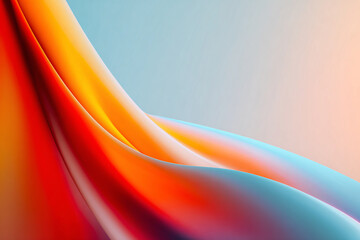 Abstract wavy background with orange gradient. 3d illustration. banner. smooth surface. orange wave on blue background.