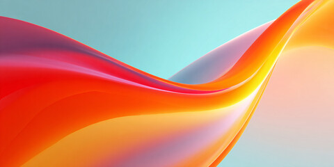 Abstract wavy background with orange gradient. 3d illustration. banner. smooth surface. orange wave on blue background.