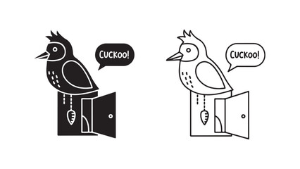 Cuckoo clock icon with open door
