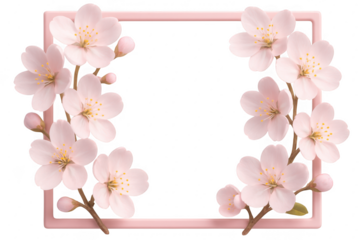 Pink frame with a pink flower on it. 3d isolated illustration on transparent background
