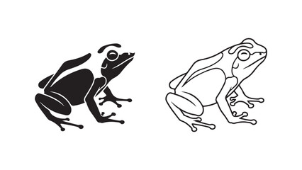 Frog outline and silhouette with transparent background