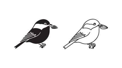 Black and white bird outline with transparent background