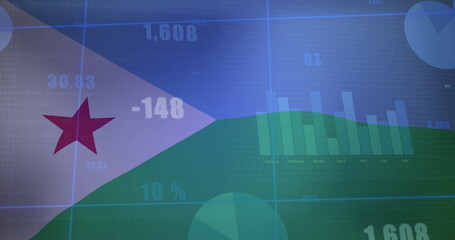 Displaying data visualization on virtual dashboard, showing bar chart, pie chart, numeric overlays