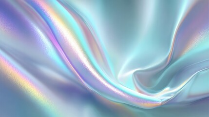 Naklejka premium Iridescent, holographic fabric with a smooth, flowing texture and shimmering pastel colors