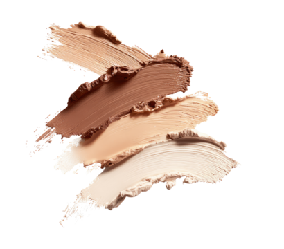 Swirling strokes of various shades of makeup foundation