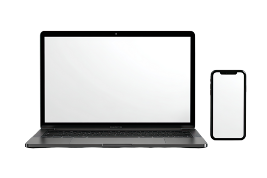Gray laptop and smartphone mockup