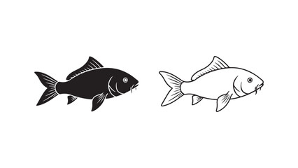 Fish outline icon with transparent background