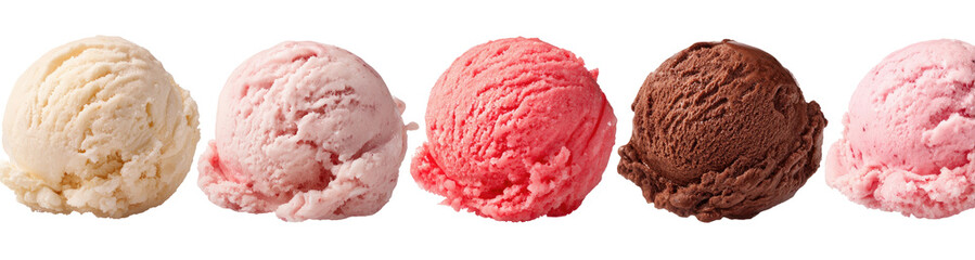 Scoops of assorted ice cream flavors