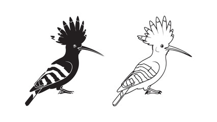 Hoopoe bird outline and silhouette with transparent background © Galih