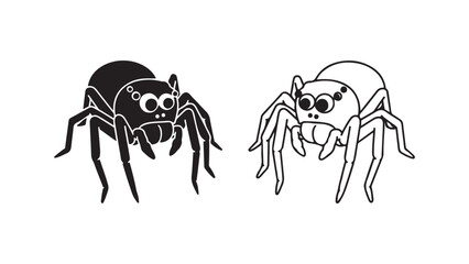 Spider outline and filled icon with transparent background